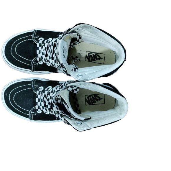 VANS Sk8Hi Black and Whit Checks Laces Platform Kids  2.5 - Picture 6 of 8